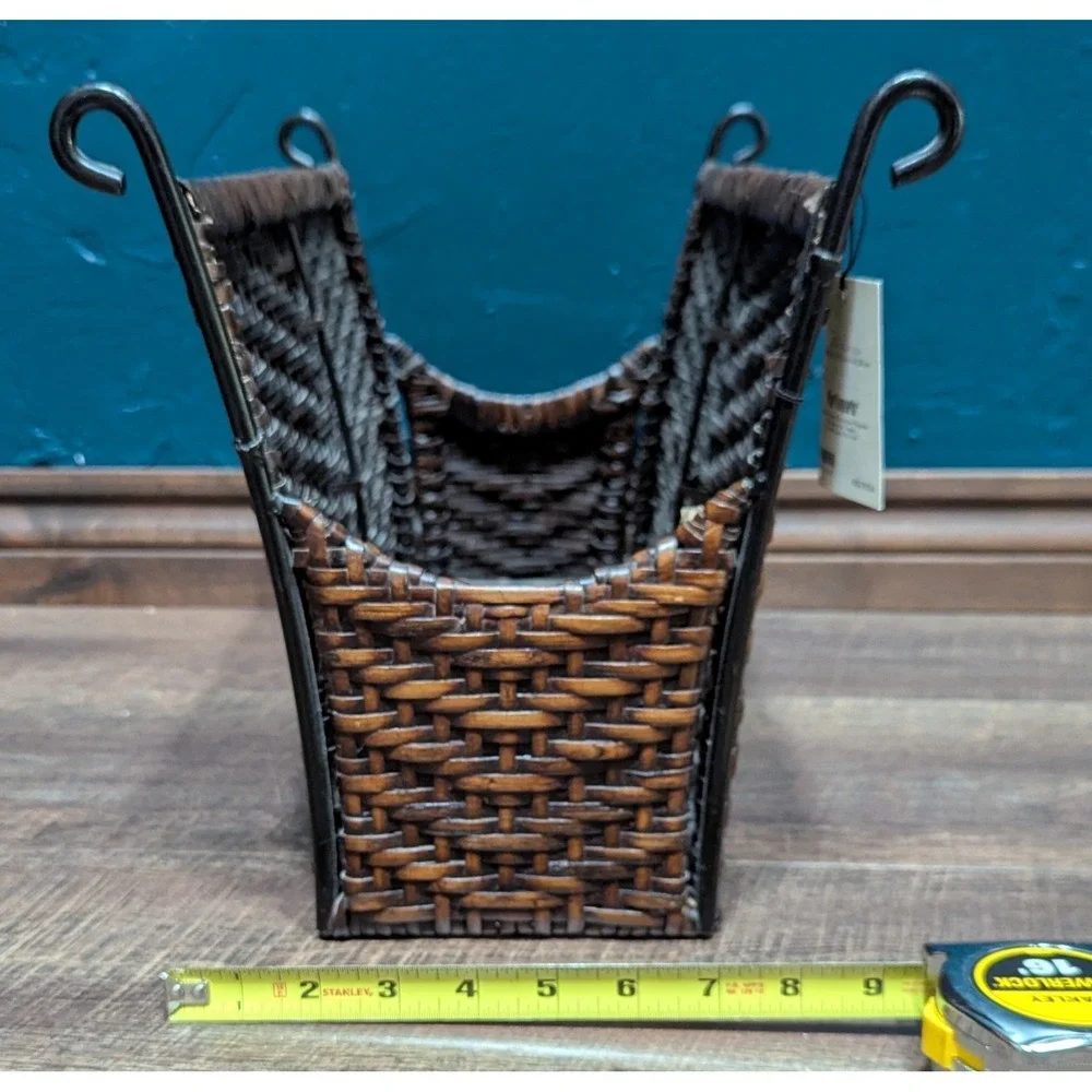 Pier 1 Jasmine Magazine Rack Woven With Scrolled Metal Detail NWT